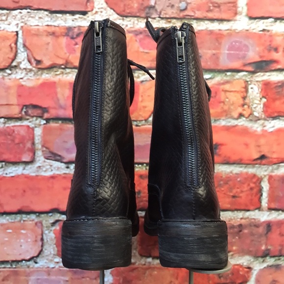 Free People Leather Santa Fe Lace-Up Boot in Black Embossed - Picture 11 of 17